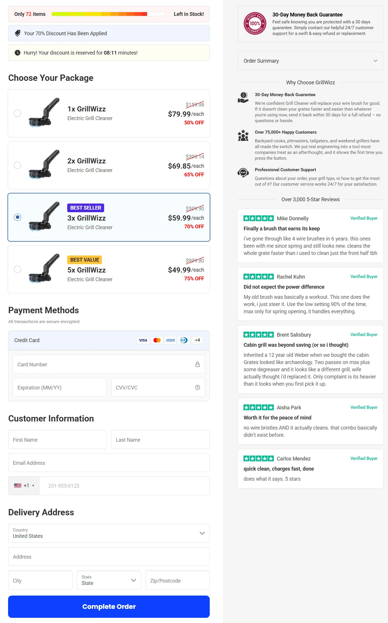 Grillwizz grill cleaner secure checkout page